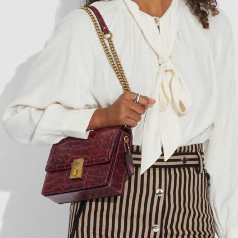 NWT Coach Snakeskin Hutton Gold Chain Handbag